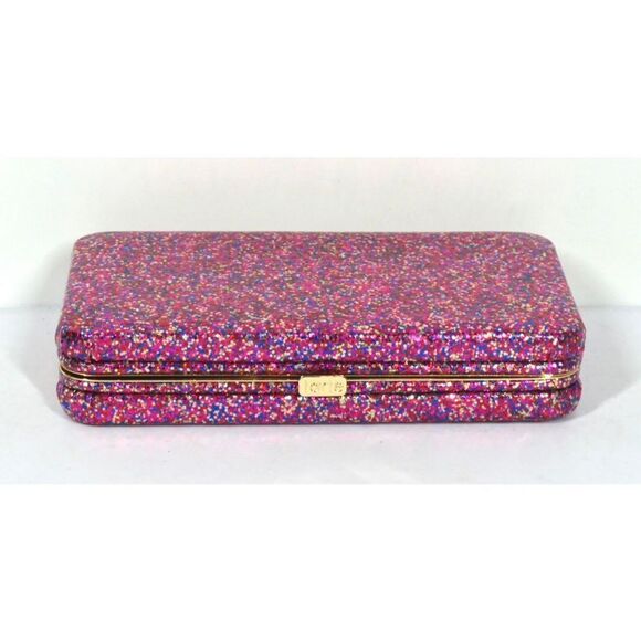 Tarte Life of the Party Sparkling Pink Glitter Rainbow Hard Shell Clutch ONLY LE - Picture 3 of 5